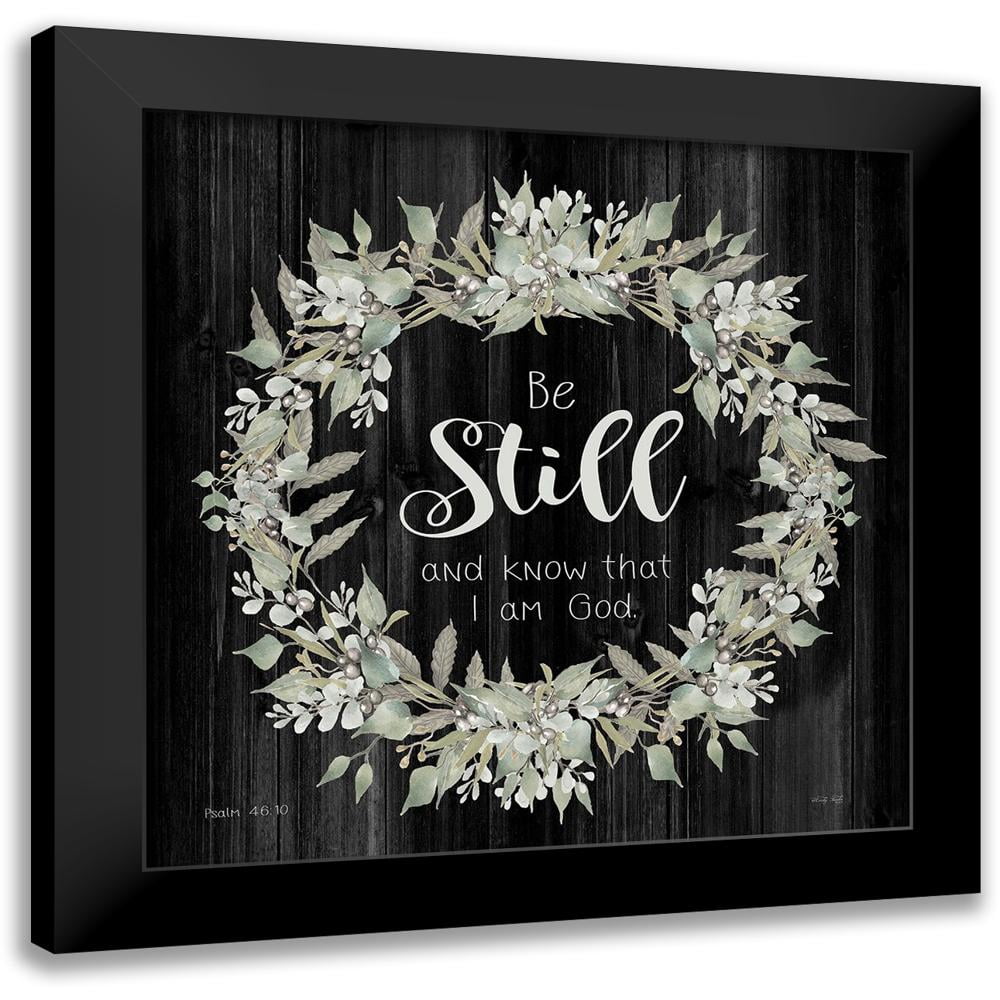 Be Still and Know Black Canvas Art Print with Wreath
