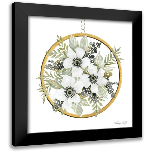 Jacobs, Cindy 12x12 Black Modern Framed Museum Art Print Titled - Geometric Circle Muted Floral