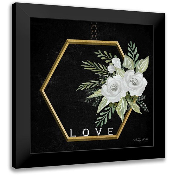Jacobs, Cindy 12x12 Black Modern Framed Museum Art Print Titled - Geometric Hexagon Muted Floral