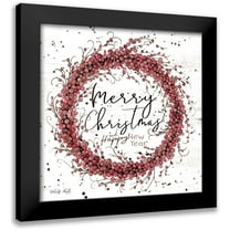 Jacobs, Cindy 12x12 Black Modern Framed Museum Art Print Titled - Merry Christmas Berry Wreath
