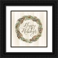 thumbnail image 1 of Jacobs, Cindy 12x12 Black Ornate Wood Framed with Double Matting Museum Art Print Titled - Sage Happy Holidays Wreath, 1 of 4