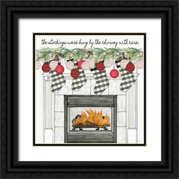 Jacobs, Cindy 12x12 Black Ornate Wood Framed with Double Matting Museum Art Print Titled - The Stockings Were Hung