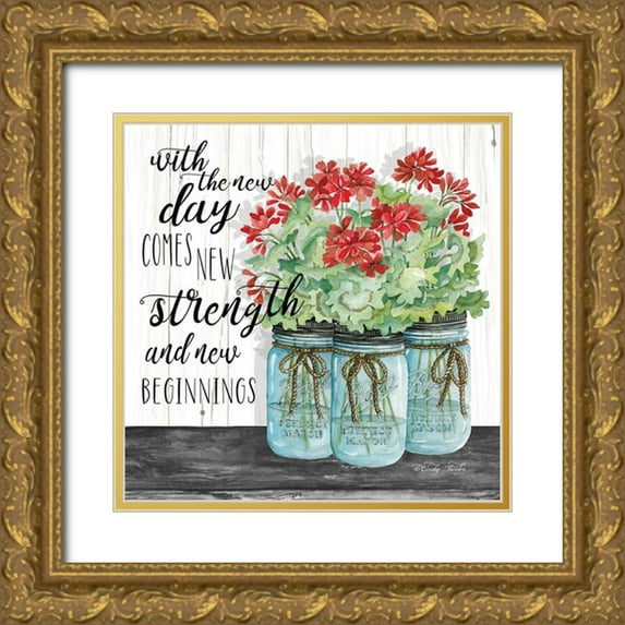 Jacobs, Cindy 12x12 Gold Ornate Wood Framed with Double Matting Museum Art Print Titled - Blue Jars - New Beginnings