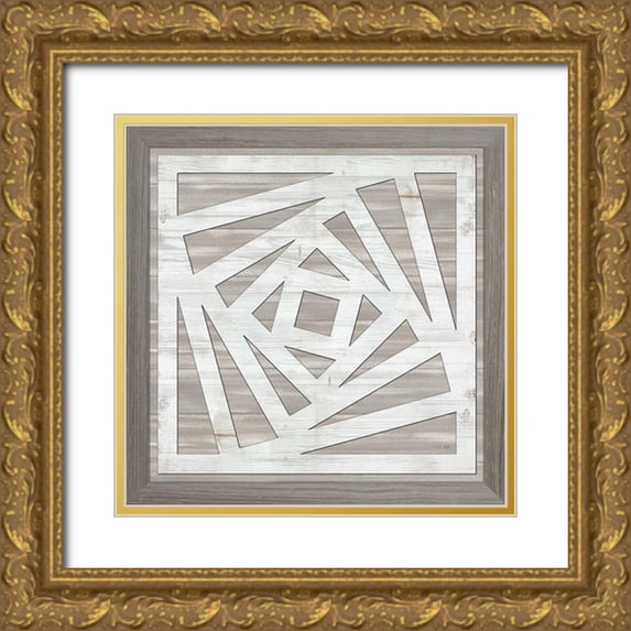 Jacobs, Cindy 12x12 Gold Ornate Wood Framed with Double Matting Museum Art Print Titled - Geo Greige Deco 3