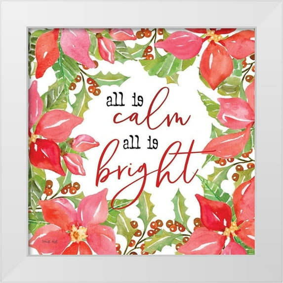 Jacobs, Cindy 12x12 White Modern Wood Framed Museum Art Print Titled - All is Calm Poinsettias