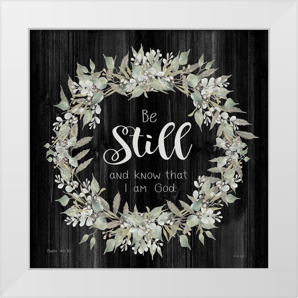 Be Still and Know Black Canvas Art Print with Wreath