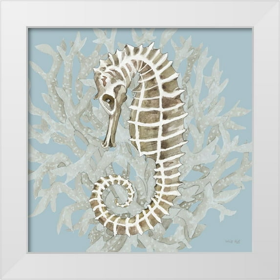 Jacobs, Cindy 12x12 White Modern Wood Framed Museum Art Print Titled - Coral Seahorse II