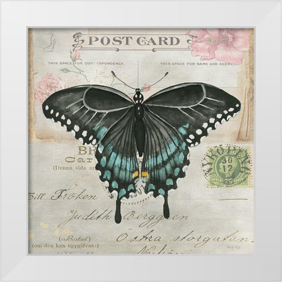 Jacobs, Cindy 12x12 White Modern Wood Framed Museum Art Print Titled - Postcard Butterfly III