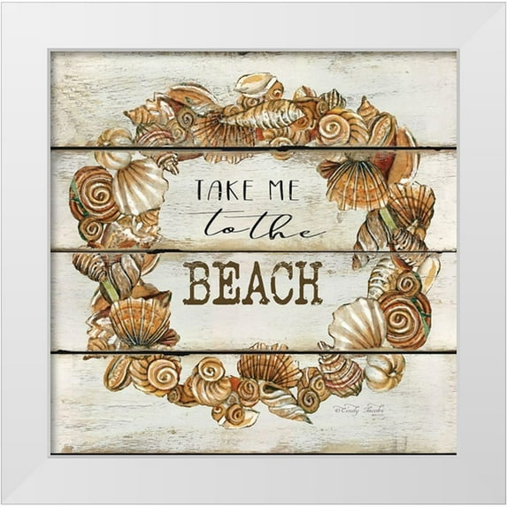 Jacobs, Cindy 12x12 White Modern Wood Framed Museum Art Print Titled - Take Me to the Beach