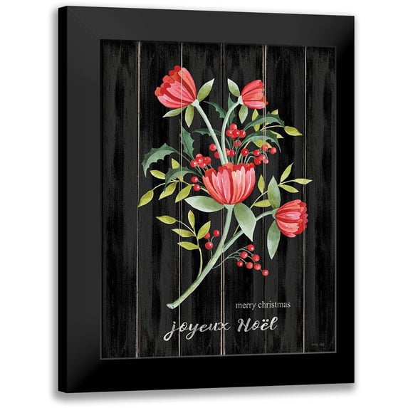 Jacobs, Cindy 12x14 Black Modern Framed Museum Art Print Titled - Merry Christmas Floral