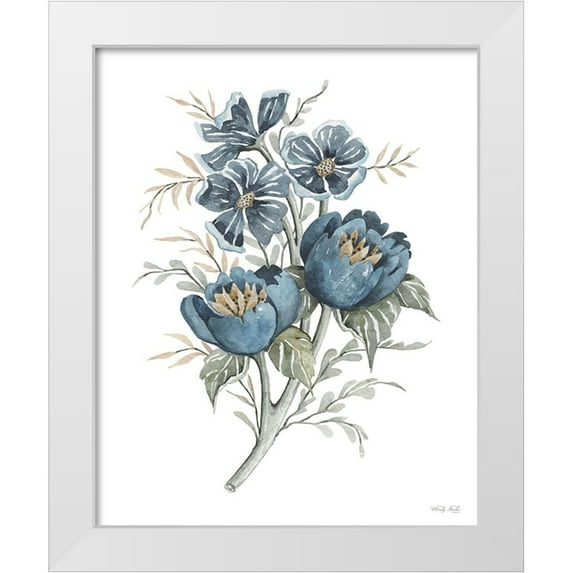 Jacobs, Cindy 12x14 White Modern Wood Framed Museum Art Print Titled - Blue Botanical Peonies