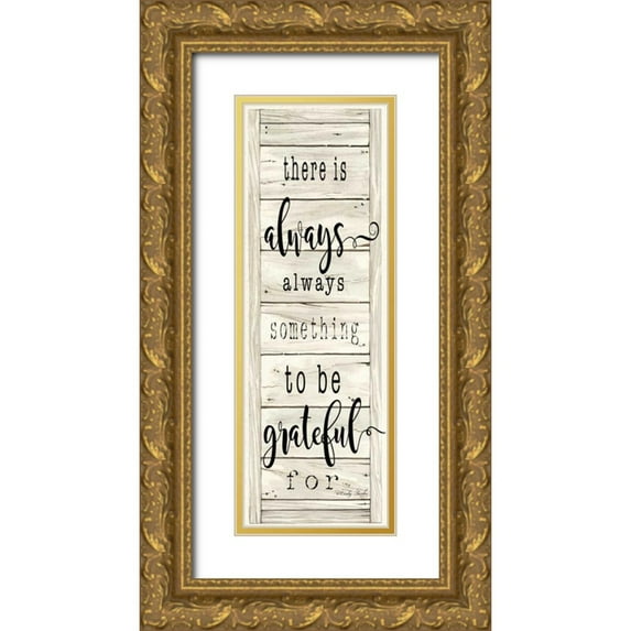Jacobs, Cindy 13x32 Gold Ornate Wood Framed with Double Matting Museum Art Print Titled - Be Grateful
