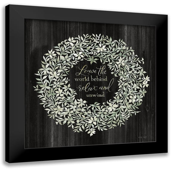Jacobs, Cindy 15x15 Black Modern Framed Museum Art Print Titled - Leave the World Behind Wreath