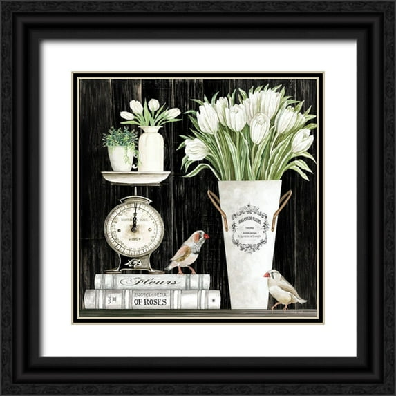 Jacobs, Cindy 15x15 Black Ornate Wood Framed with Double Matting Museum Art Print Titled - Tulips and Scales