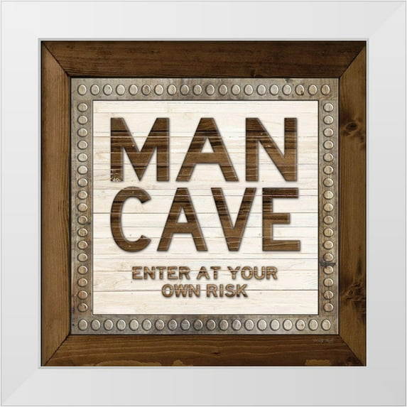 Jacobs, Cindy 15x15 White Modern Wood Framed Museum Art Print Titled - Man Cave - Enter At Your Own Risk