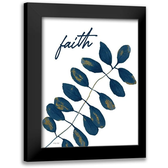 Jacobs, Cindy 15x18 Black Modern Framed Museum Art Print Titled - Faith Navy Gold Leaves