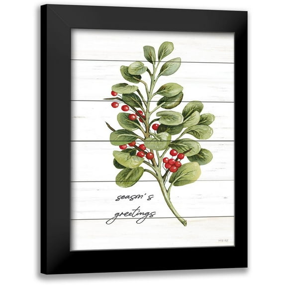 Jacobs, Cindy 15x18 Black Modern Framed Museum Art Print Titled - Seasons Greetings Greenery
