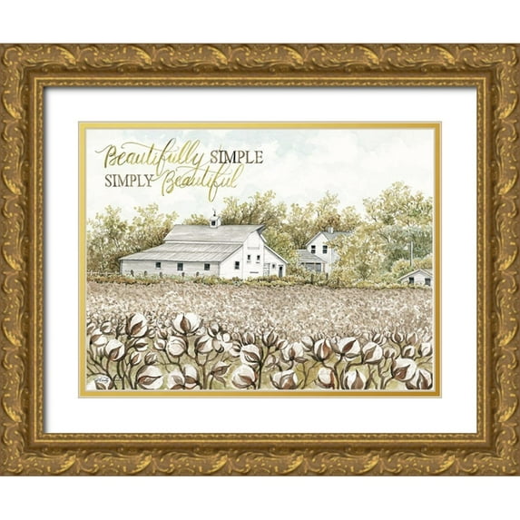 Jacobs, Cindy 18x15 Gold Ornate Wood Framed with Double Matting Museum Art Print Titled - Beautifully Simple Cotton Farm