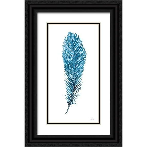 Jacobs, Cindy 18x32 Black Ornate Wood Framed with Double Matting Museum Art Print Titled - Blue Feather II
