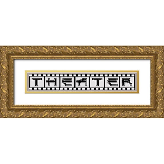 Jacobs, Cindy 18x6 Gold Ornate Wood Framed with Double Matting Museum Art Print Titled - Theater Sign