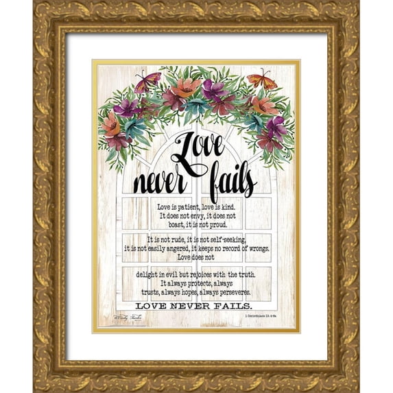 Jacobs, Cindy 19x24 Gold Ornate Wood Framed with Double Matting Museum Art Print Titled - Floral Love Never Fails