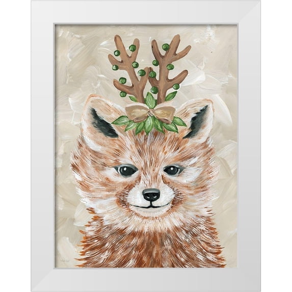 Jacobs, Cindy 19x24 White Modern Wood Framed Museum Art Print Titled - Christmas Fox