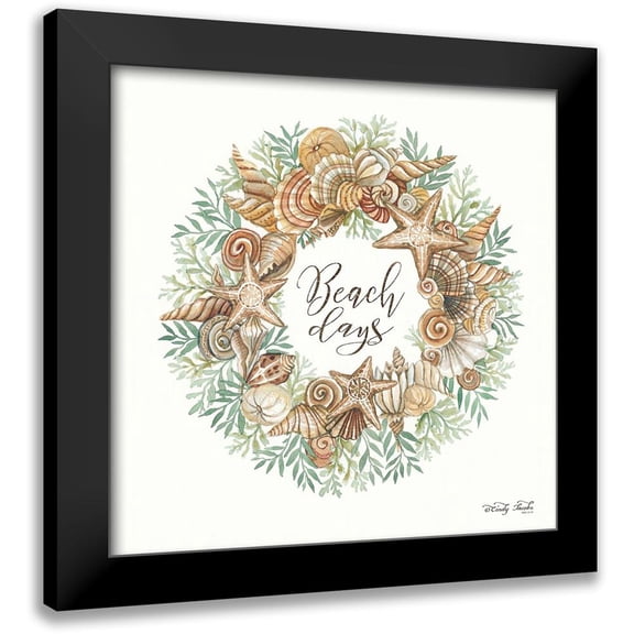 Jacobs, Cindy 20x20 Black Modern Framed Museum Art Print Titled - Beach Days Shell Wreath