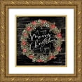 thumbnail image 1 of Jacobs, Cindy 20x20 Gold Ornate Wood Framed with Double Matting Museum Art Print Titled - A Very Merry Christmas Wreath, 1 of 4