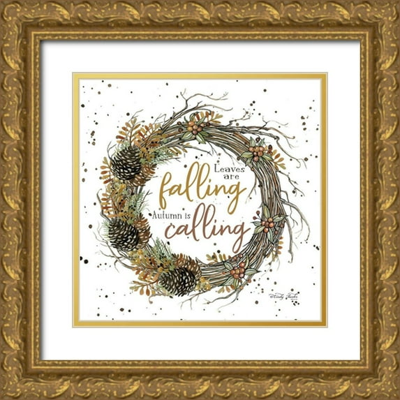 Jacobs, Cindy 20x20 Gold Ornate Wood Framed with Double Matting Museum Art Print Titled - Autumn in Calling Wreath