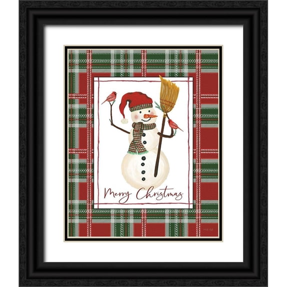 Jacobs, Cindy 20x24 Black Ornate Wood Framed with Double Matting Museum Art Print Titled - Merry Christmas Snowman