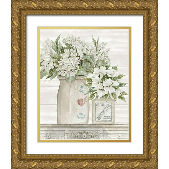 Jacobs, Cindy 20x24 Gold Ornate Wood Framed with Double Matting Museum Art Print Titled - Floral Country Crocks