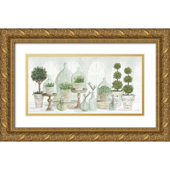 Jacobs, Cindy 24x14 Gold Ornate Wood Framed with Double Matting Museum Art Print Titled - Nice and Neutral Plant Collection