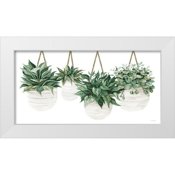 Jacobs, Cindy 24x14 White Modern Wood Framed Museum Art Print Titled - Hanging Plants