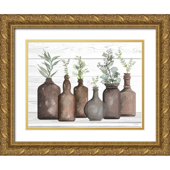 Jacobs, Cindy 24x19 Gold Ornate Wood Framed with Double Matting Museum Art Print Titled - Cappuccino Bottles I