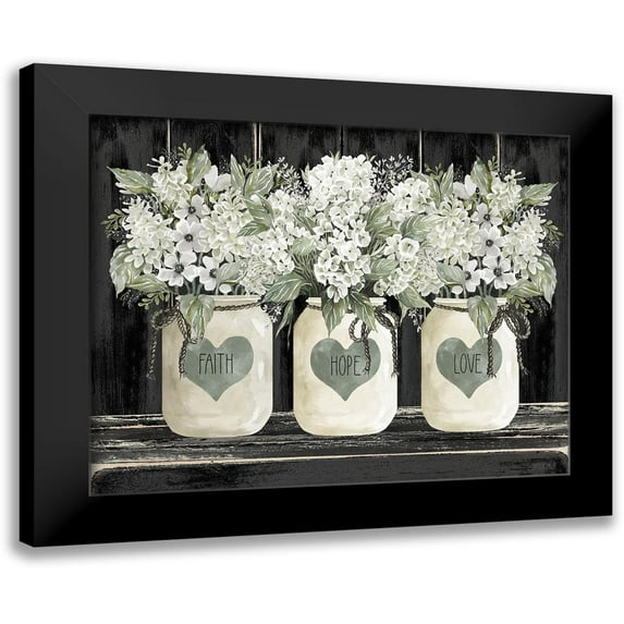 Jacobs, Cindy 24x20 Black Modern Framed Museum Art Print Titled - Faith-Hope-Love Crocks