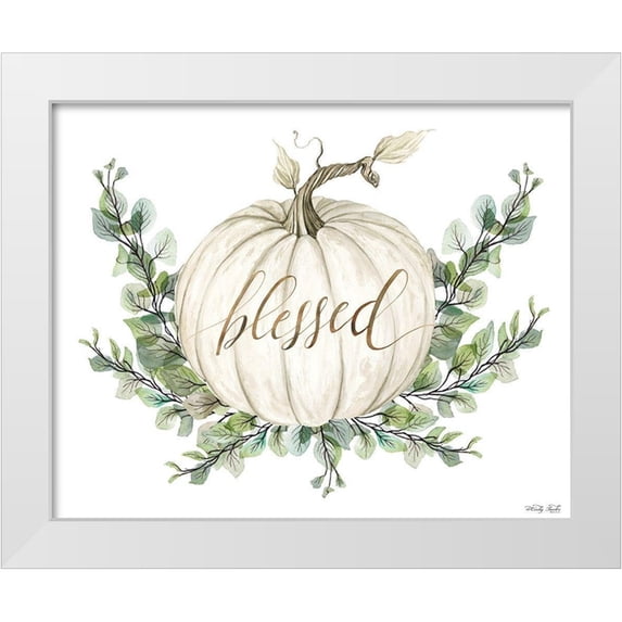 Jacobs, Cindy 24x20 White Modern Wood Framed Museum Art Print Titled - Blessed Pumpkins