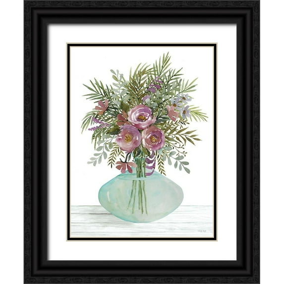 Jacobs, Cindy 25x32 Black Ornate Wood Framed with Double Matting Museum Art Print Titled - Purple Blush Bouquet II
