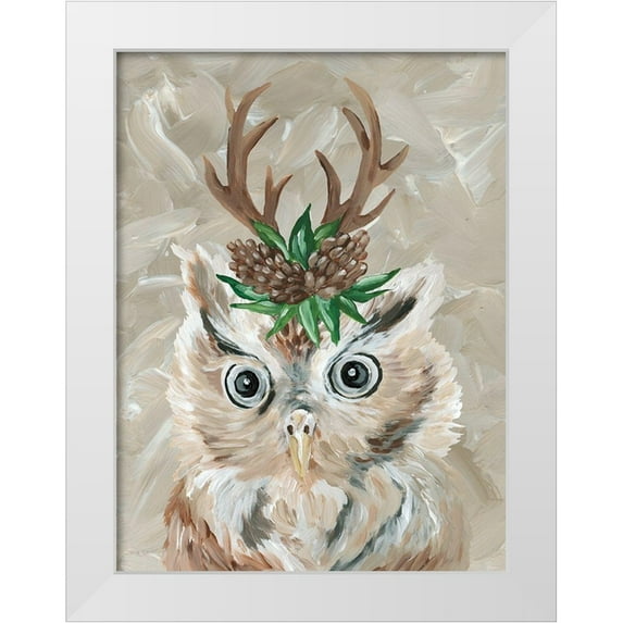 Jacobs, Cindy 25x32 White Modern Wood Framed Museum Art Print Titled - Christmas Owl