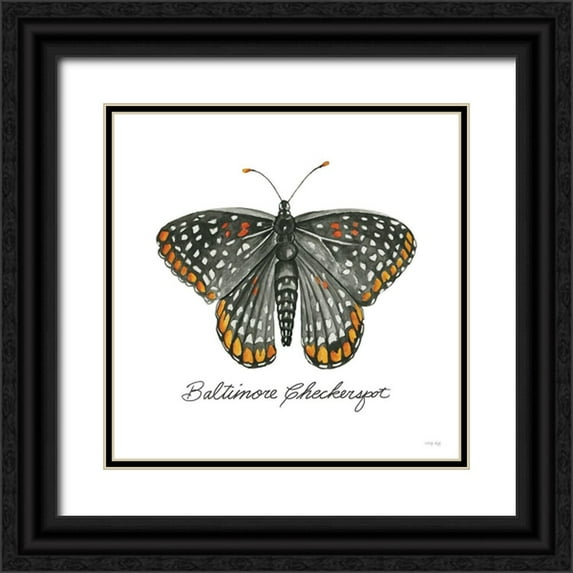 Jacobs, Cindy 26x26 Black Ornate Wood Framed with Double Matting Museum Art Print Titled - Baltimore Checkerspot
