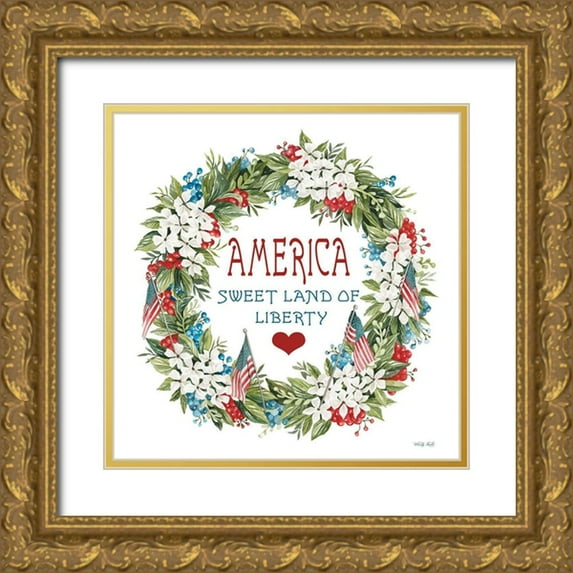 Jacobs, Cindy 26x26 Gold Ornate Wood Framed with Double Matting Museum Art Print Titled - America Wreath