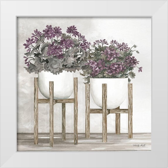 Jacobs, Cindy 26x26 White Modern Wood Framed Museum Art Print Titled - Potted Geraniums