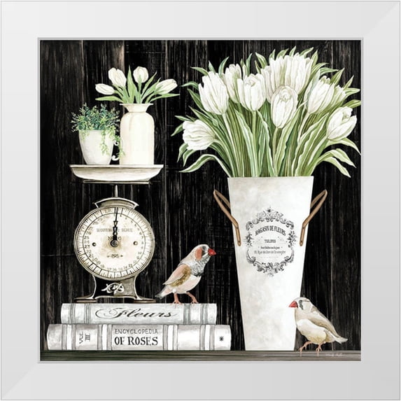 Jacobs, Cindy 26x26 White Modern Wood Framed Museum Art Print Titled - Tulips and Scales