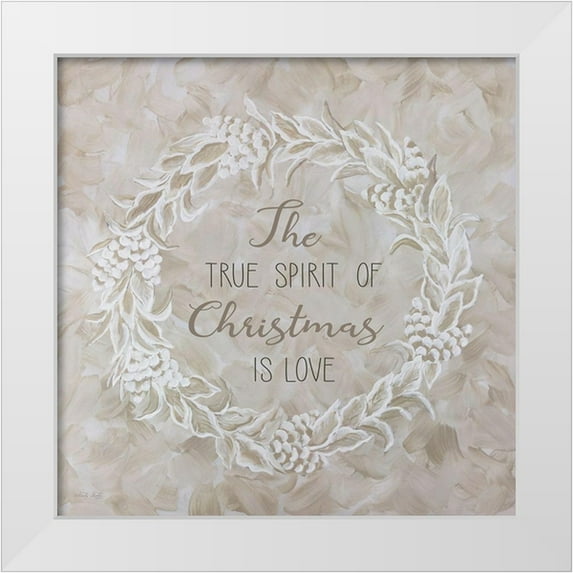 Jacobs, Cindy 26x26 White Modern Wood Framed Museum Art Print Titled - White Whisper Christmas Wreath III