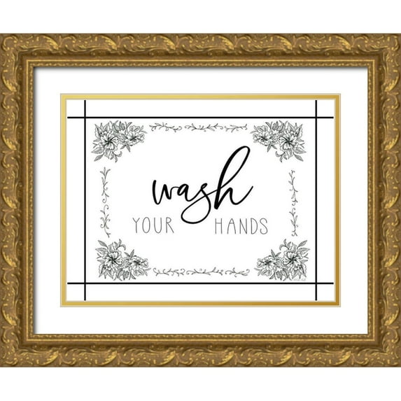 Jacobs, Cindy 32x25 Gold Ornate Wood Framed with Double Matting Museum Art Print Titled - Wash Your Hands