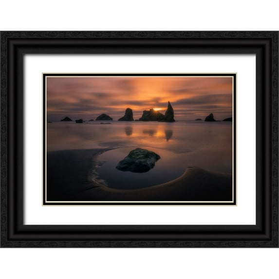 Jacobs, Lydia 18x13 Black Ornate Wood Framed with Double Matting Museum Art Print Titled - Last Sunlight