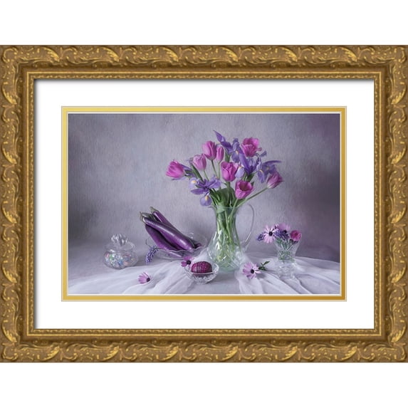 Jacobs, Lydia 18x13 Gold Ornate Wood Framed with Double Matting Museum Art Print Titled - Violet Delight