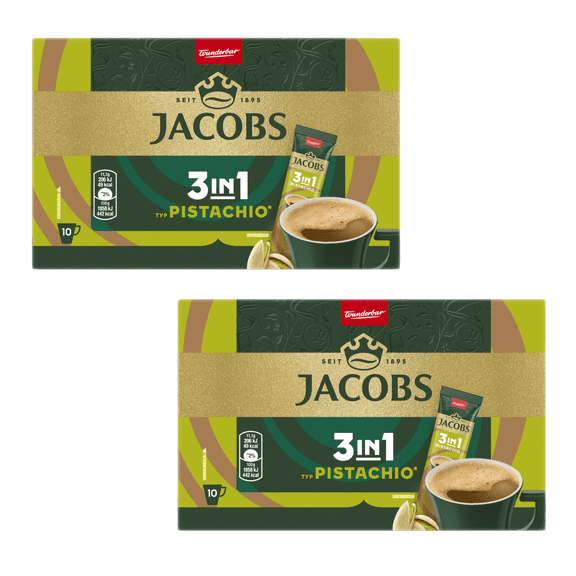 Jacobs instant coffee 3in1 PISTACHIO flavor - 2 pack / 20 single portions -