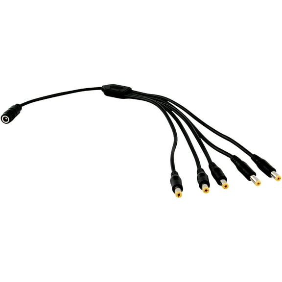 JacobsParts 1:5 DC Power Splitter Cable Cord 1 Female to 5 Male 5.5x2.1mm Port Pigtals 12V