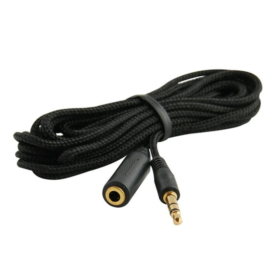JacobsParts 10-Foot 3.5mm 1/8" Stereo Audio Aux Headphone Cable Extension Cord Male to Female with Cloth Jacket (5-Pack)