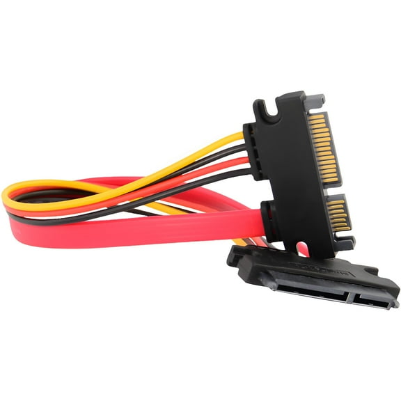 JacobsParts 12" Male to Female 15+7 Pin Serial SATA HDD SSD Data Power Combo Extension Cable (2 Pack)